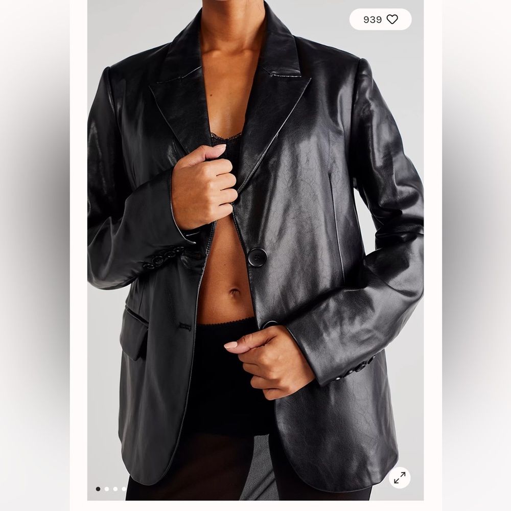 Faux Leather Blazer